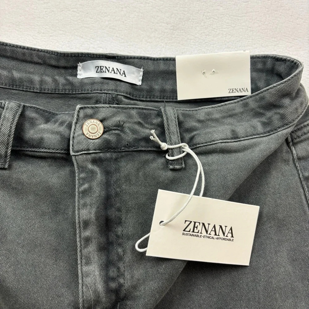 NWT Zenana Azriel High Rise Straight Leg Flat Front Raw Hem Ankle Jeans Size L - Picture 12 of 16